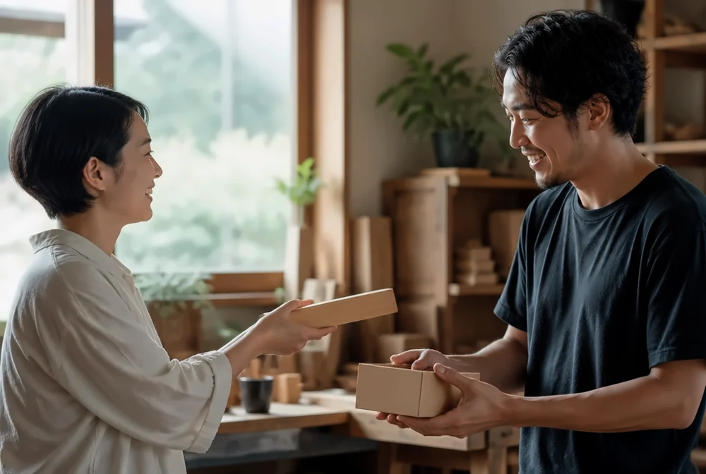 端材を譲り合うイメージ